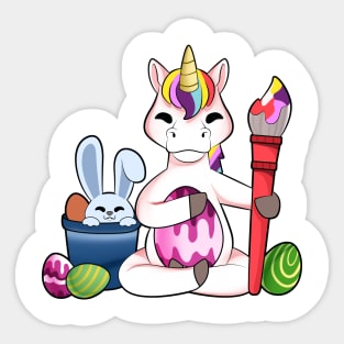 Cute unicorn painting Easter eggs Sticker